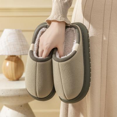 Popular Simple Cotton Slippers Women's Autumn and Winter Indoor Household Thick Bottom Non-slip Velvet Warm Couple Cotton Slippers