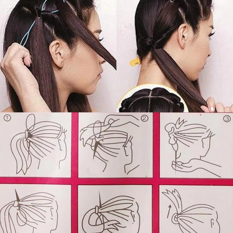 2pcs/Set Ponytail Creator Plastic Loop Black Pony Topsy Tail Clip Hair Accessories Braiding Maker Styling Tool For Women Girls
