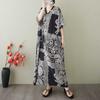 Women's Vintage Long Dress with Cotton and Linen Patterns