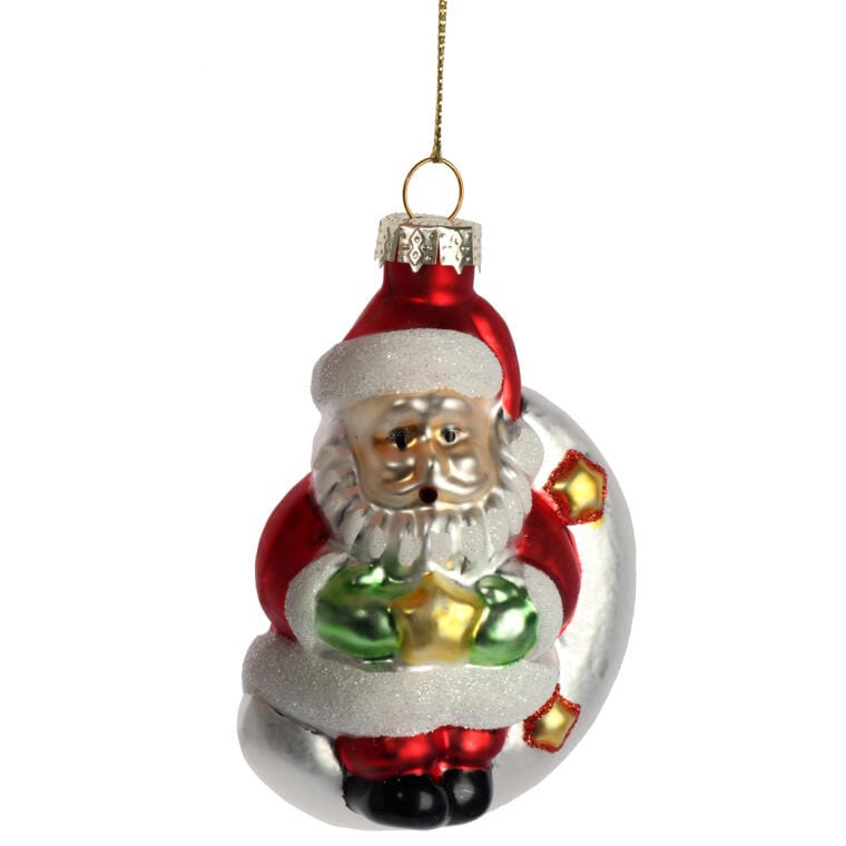 Red And White Glass Santa Claus Bauble 11 Cm - Exclusive Christmas Decoration