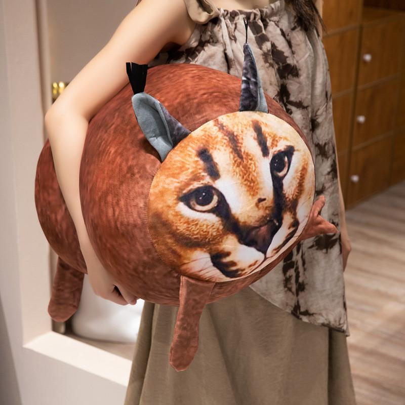 Oreiller Chat Caracal en Peluche Douce Réaliste à Poil Long pour Cadeau d'Enfant et Décoration de Maison