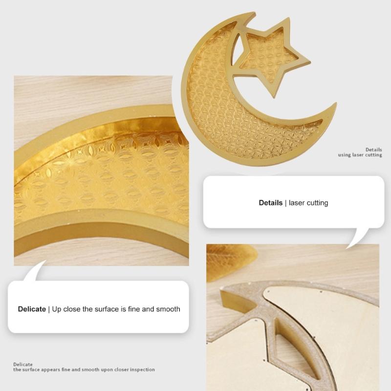 Elegant Eid Tray with Star and Moon Shape Eid Home Accessories Perfect for Eid Celebration and Home Decorations