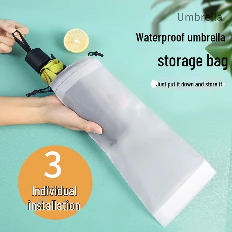 Portable Waterproof Transparent Umbrella Storage Bag with Drawstring and Handle