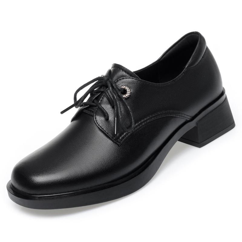 Fashion AIYUQI Women's Fashion Shoes Lace Up 2025 Spring New Genuine Leather Women Dress Shoes Chunky Large Size Shoes For Ladies