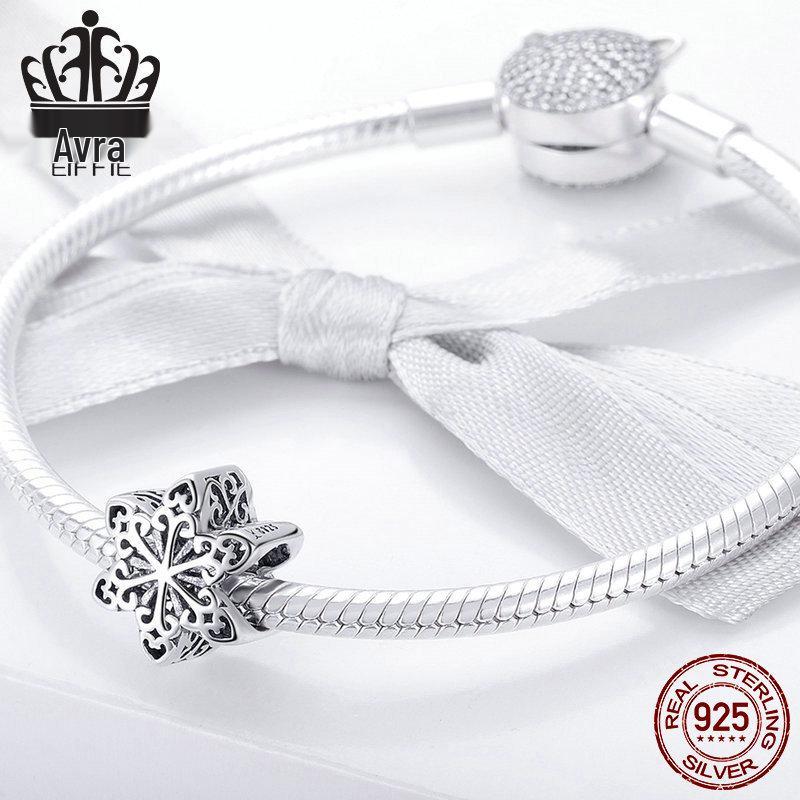 Winter Snowflakes S925 Sterling Silver Bracelet Gift for Girlfriend, Silver Beads SCC719