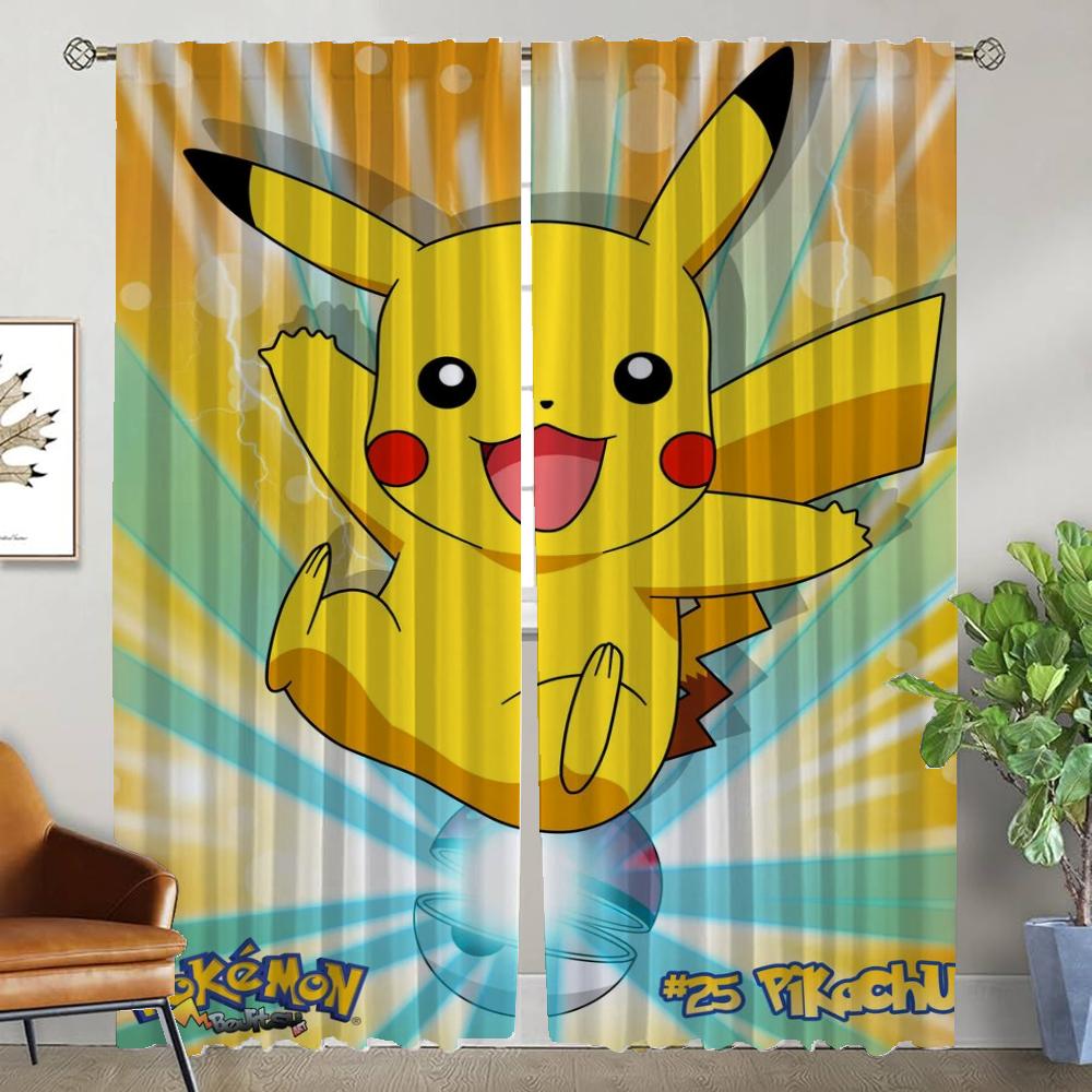 

Elegant Room Curtains Pokemon 2 Pieces Shades Curtains for Bedroom Partition Window Curtain Halloween Decoration Living Kitchen W50xH70cmx2pcs-CL