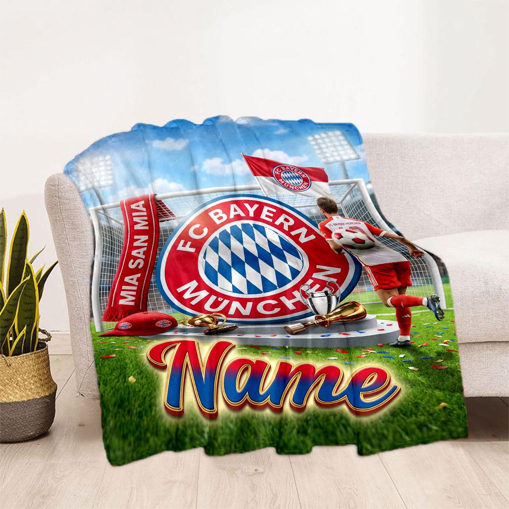 Bayern Munich Jersey Personalized Text Blanket Multi-purpose Customizable Blanket Soft & Cozy for Seaside Nap Home Decor Living Room for All Occasions