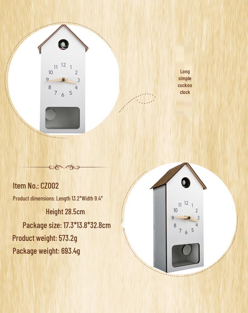 Slim Wall-Mount Cuckoo Clock with Hourly Chime for Living Room