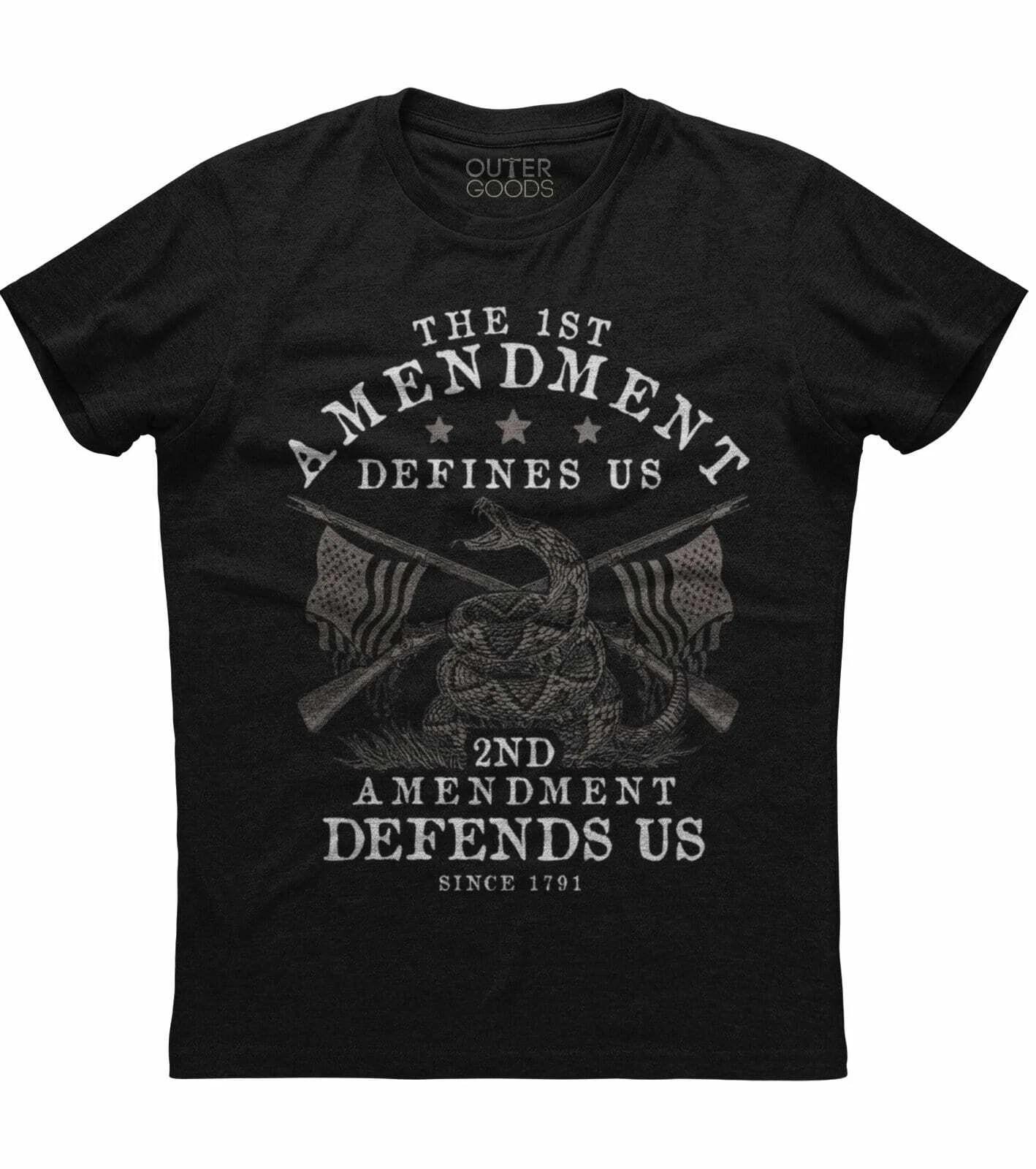 The 1st Amendment Defines Us, Men s New Patriotic Trending Black T-shirt 2XL