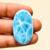Aqua Larimar Ovaler Cabochon Edelstein 35x20x5mm | Blauer Larimar Stein zur Schmuckherstellung | Polierter Ovaler Cabochon für Anhänger