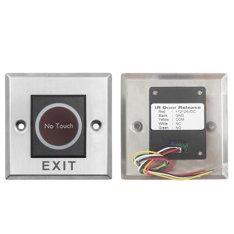 Brushed Stainless Steel Infrared Sensor Exit Switch - Concealed Mount, Contactless Button