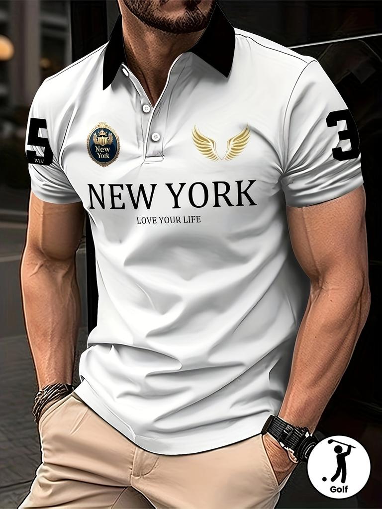 Printed Design – Not Textured Men'S Fashion Casual Button-Up New Trendy Pattern Spring Autumn New Golf Sport