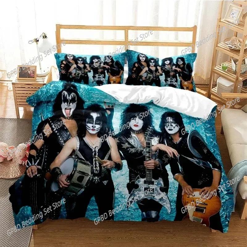 Kiss Rock Band Bedding Set For Bedroom Soft Modern Bedspreads Comefortable Kids Duvet Cover Quilt Cover And Pillowcase