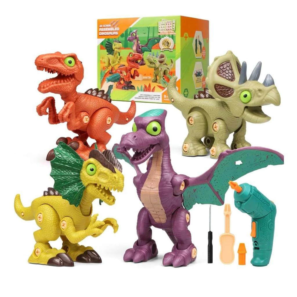 Spielzeug Roboterteile Dinosaurier STEM Bauen für 3-8 Jährige mit Elektrischem Bohrer, Zerlegbar für - Geburtstags Weihnachtsgeschenke Jungen