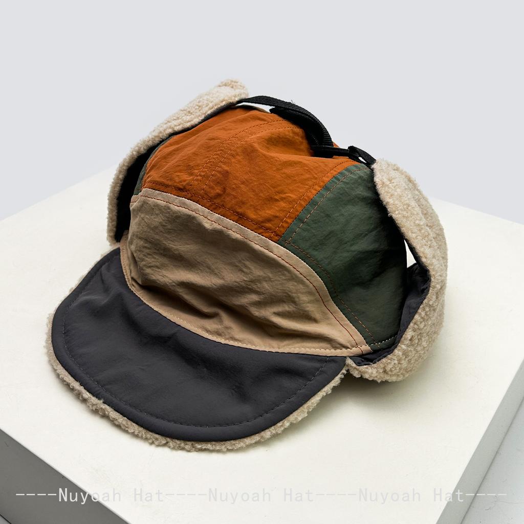 And Women Fast Drying Color Contrast Vintage Baseball Caps Sun Protection Polar Fleece-Lined Heat Retaining Outdoor Use Bomber Caps All-Match