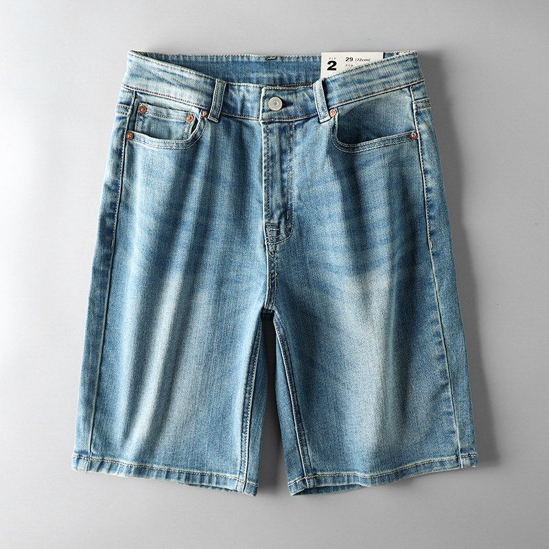 Trendy Export Cut Label Summer Stretch Denim Shorts Denim Blue 29