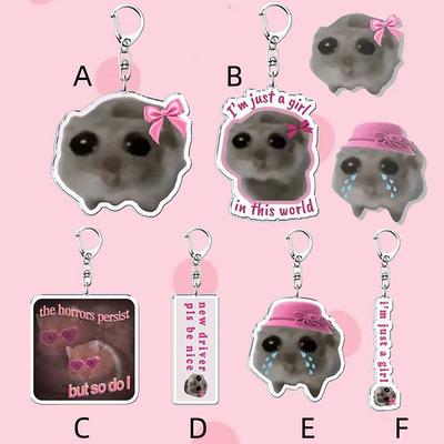 Acryl Rosa Schleife Niedlich Sand Hamster Schlüsselanhänger Schlüsselanhänger Ring Lustiger Anhänger Für Tasche Zubehör Schmuck Fans Geschenk Foto Dekoration