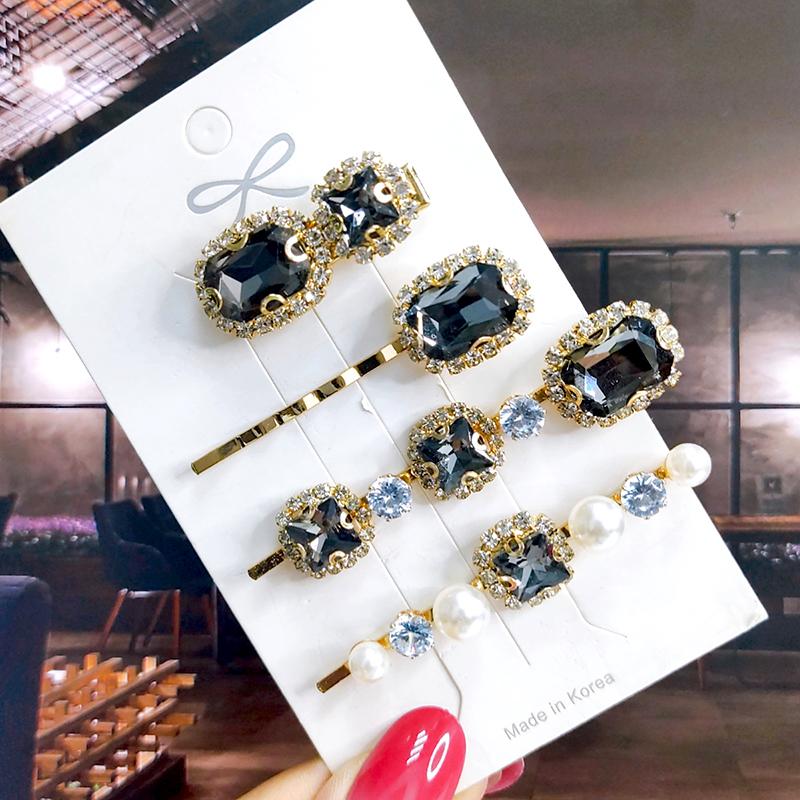 Neues Set Damen Haarspangen Schmuck Mode Kristall Haaraccessoires für Mädchen Luxus Perle Geometrische Haarspangen Nadeln Weihnachtsgeschenk