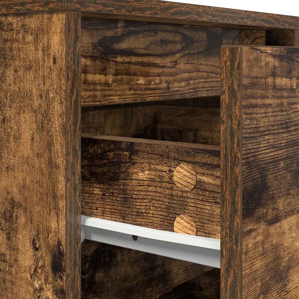 Nightstand with LED Lights Smoked Oak Finish 38 X 34 X 50 Cm