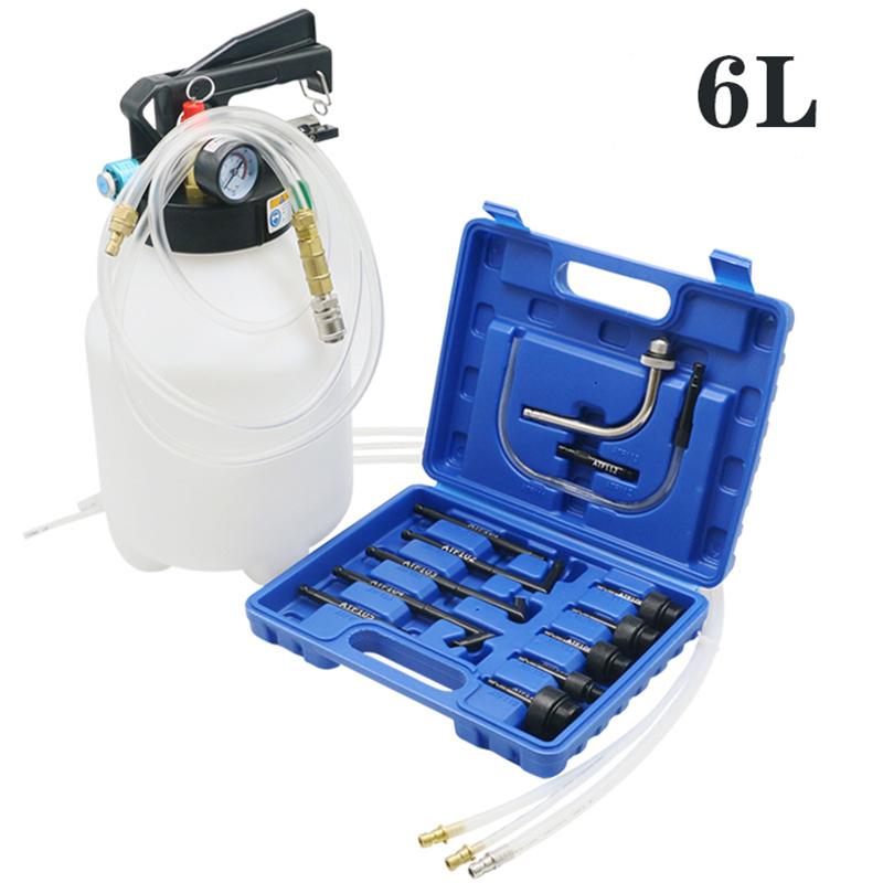

6L Pneumatic Filler Transmission Fluid Tank Car Gearbox Grease Injector Filling Tools With 13Pcs ATF Adapters & Pressure Gauge 6L
