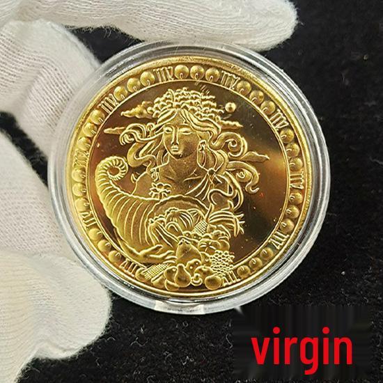 

Двенадцать Созвездий 3D Рельеф Золотая Памятная Медаль 40*1.5mm