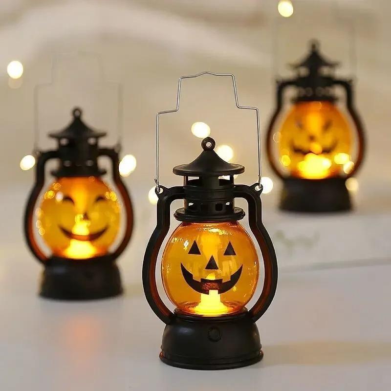 Décorations d'Halloween Bougie LED Lumière Citrouille Vintage Fantôme Lanterne LED Suspendue Lampe Décorations de Fête d'Haloween Fournitures Cadeau de Fête