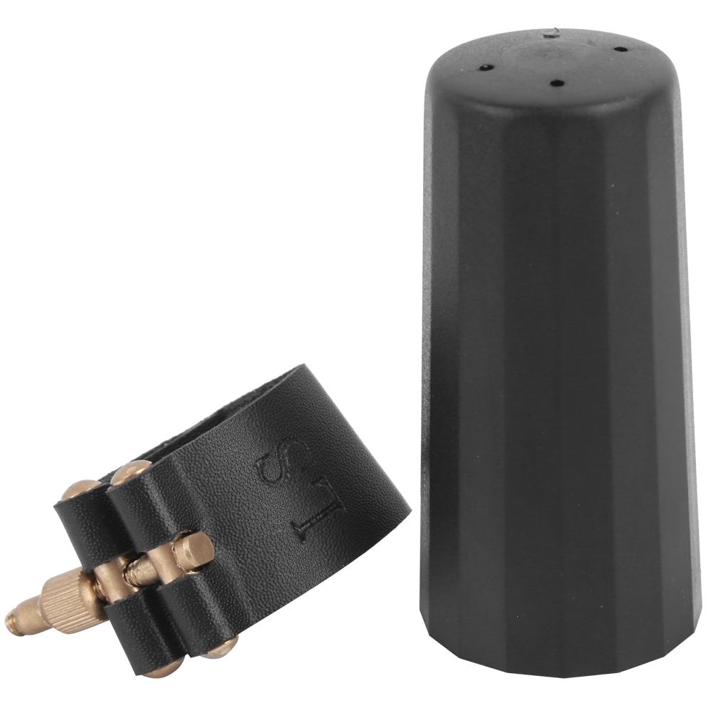 Ligatura pro altový saxofon, kryt, upevňovací prvky, PU kůže, plast, klip na náustek, příslušenství