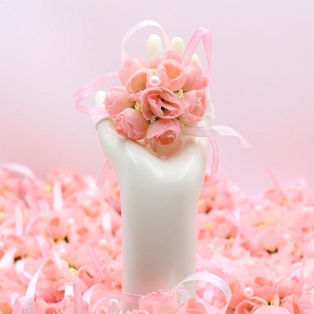 4Pcs Wedding Wrist Flower Brooch Silk Artificial Flower Decor for Bride Bridal Party Dance Wedding Photos Outdoor Ceremony Noble