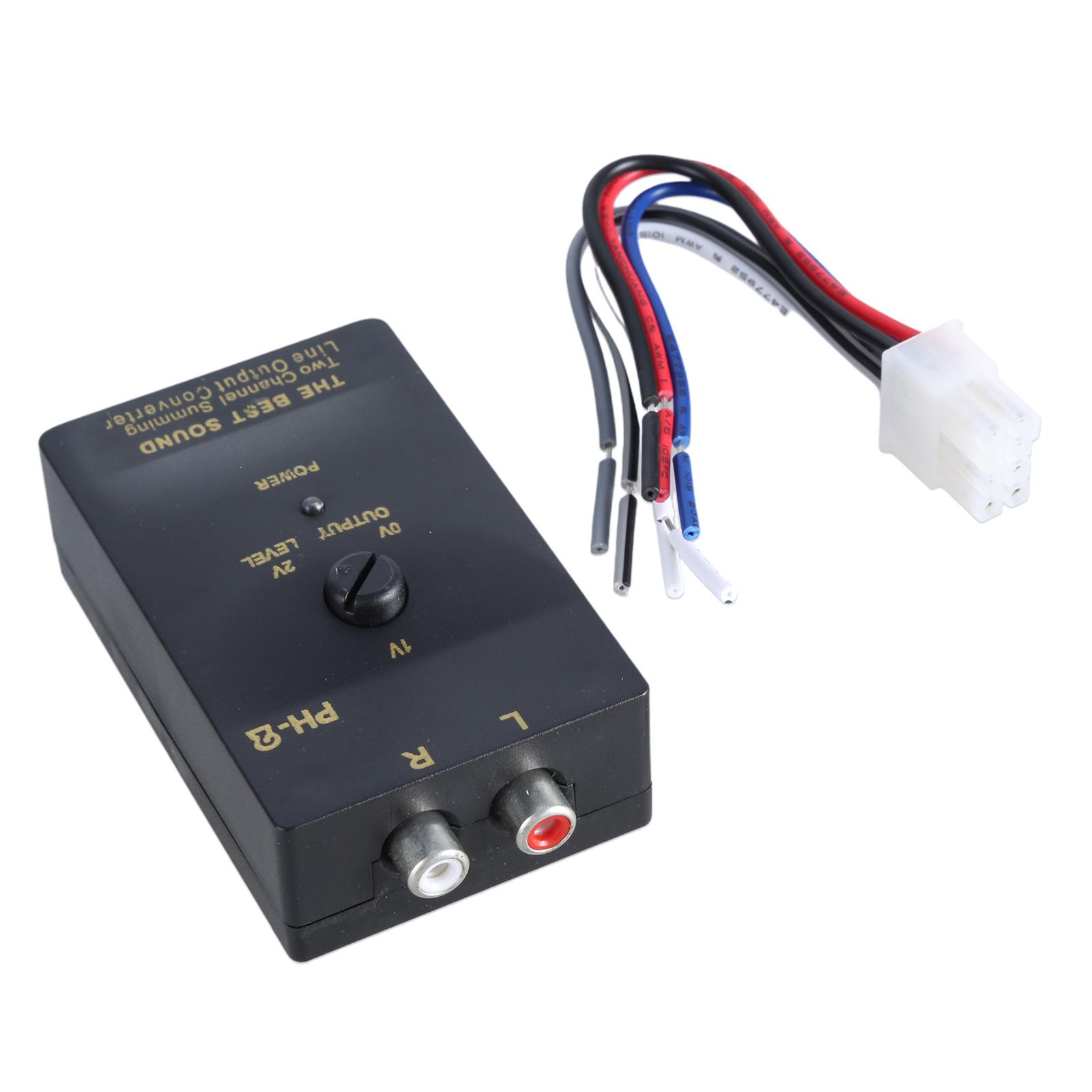 

Stereo High Low Car Stereo High Level Speaker Signal to Low Level RCAs Converter, High to Low Level Signal 1