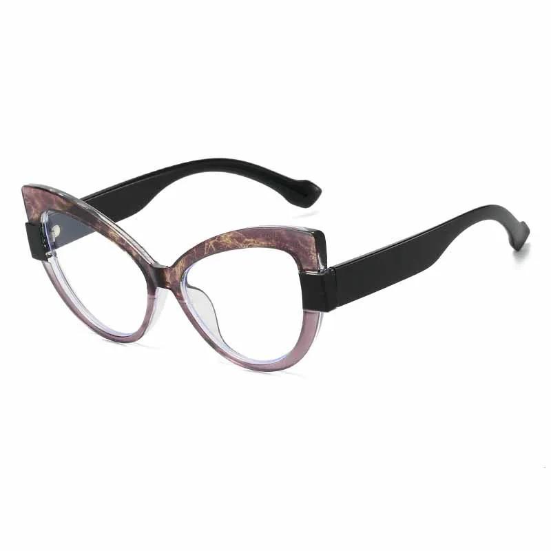 New Fashion Contrasting Cat Eye Sunglasses Personalized Casual Versatile Anti Blue Light Glasses Outdoor Travel UV Protection