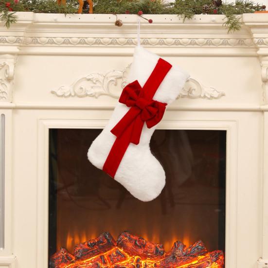 Christmas Stockings 18 Inch Large Fireplace Hanging Stockings with Bow for Xmas Farmhouse Holiday Party Decoration