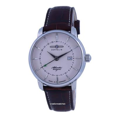 Atlantic Beige Dial Leather Strap Quartz 8442-5 84425 Men's Watch