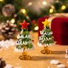 Unique Handcrafted Glass Craft Handmade Mini Christmas Tree Figurine, Blown Tabletop Ornament with Miniature Festive Landscape Decor Star Topper,