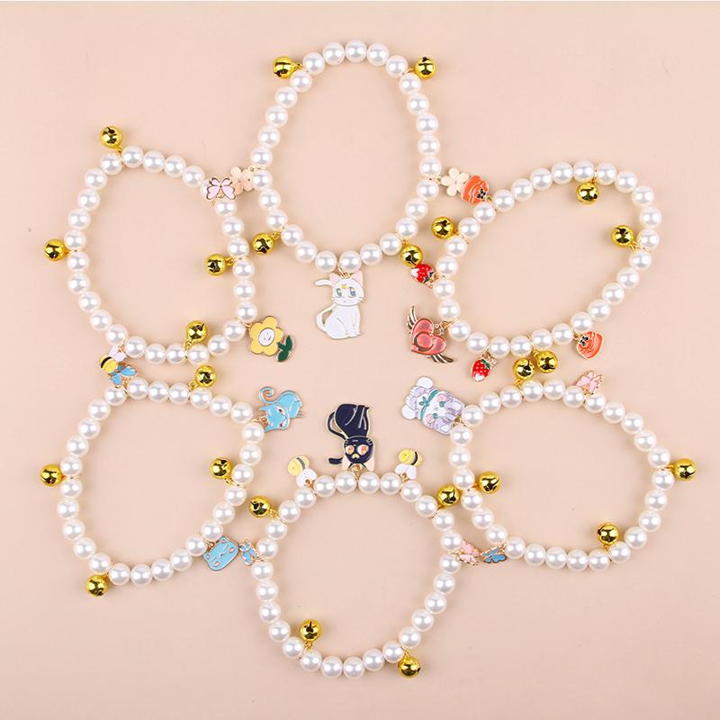 1 Piece Pet Necklace Cat Pearl Collar Pendant Pet Cat Dog Collar Pearl Jewelry Gift