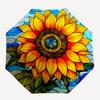 1pc Sunflower StainedGlass Automatic Folding Umbrella, Lightweight Retractable Compact Travel Umbrella, 8-Rib Sturdy Frame100