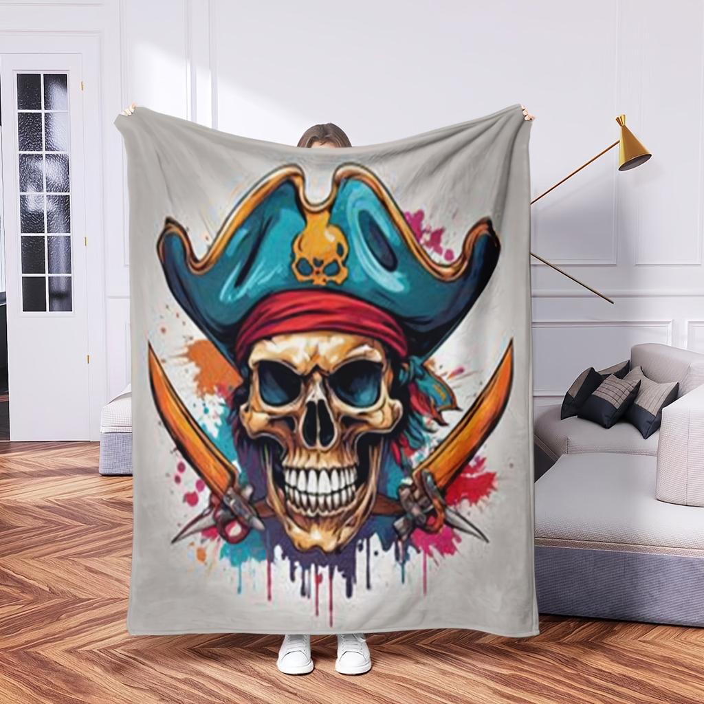 Piraten Totenkopf Aufdruck Decke Flanelldecke Leicht Weich Bequem Sofa Bettdecke Decke