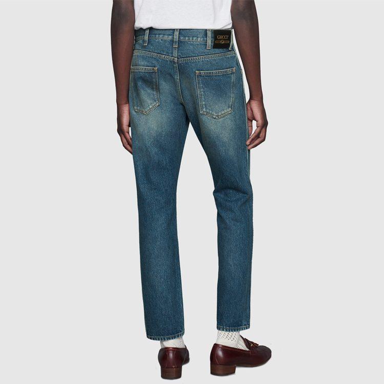 Gucci Tapered Fit Washed Marbled Denim Jeans 408637-XDBBQ-4011