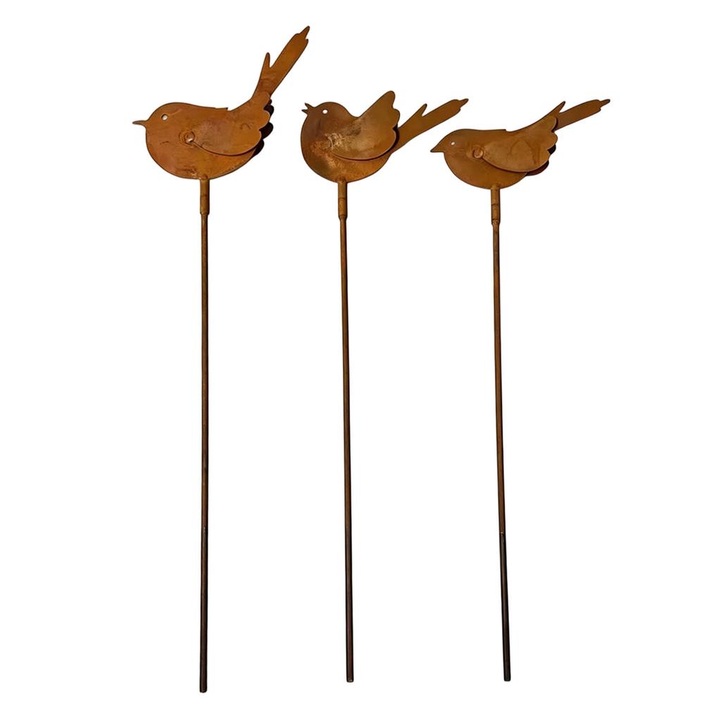 Juego de 3 Decoraciones Rústicas de Pájaros para Jardín Exterior