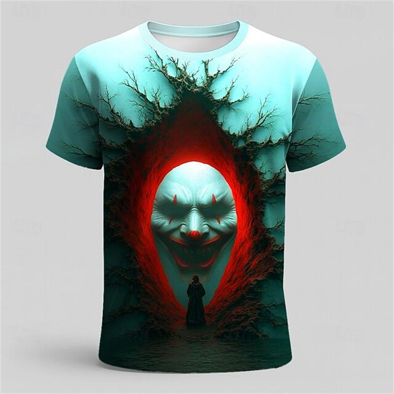 Retro Horror Skull Print Men's T-shirt Classic Summer Casual O-neck Short-sleeved Men's Fashionable Loose Oversized Top Women Clothing