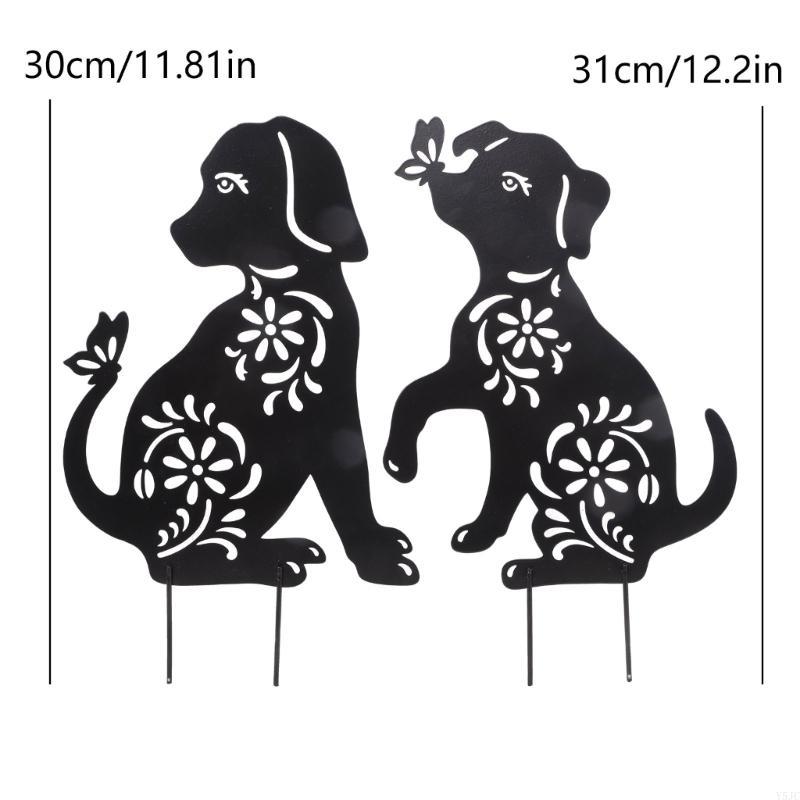 Y5JC 1/2Pcs Black Silhouettes Yard Stakes Animal Silhouettes Dog Stake Garden Stake