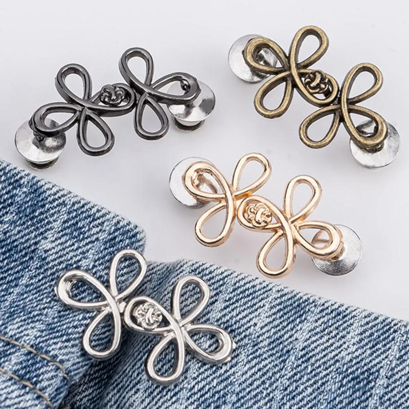 Knoflíky do pasu Clover Nastavitelné kovové knoflíky na džíny - Stahovače pro volný denim, Okamžité bez šití pro džínové kalhoty
