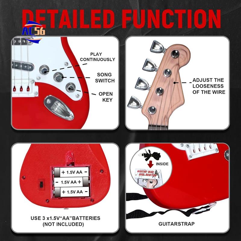 Children's guitar toys, 4-string children's electric guitar instruments, portable electronic musical instrument toys