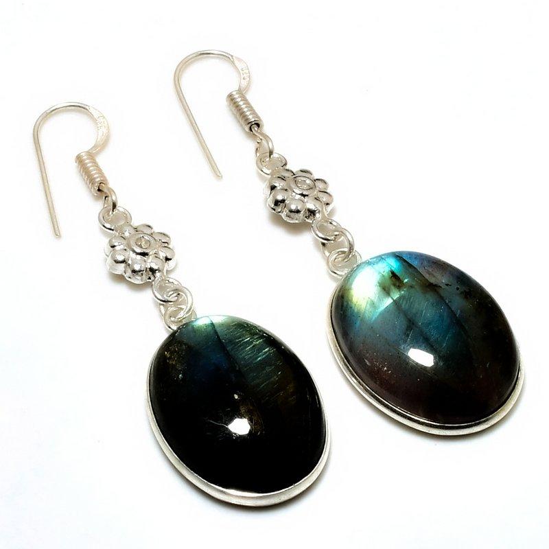 

Ювелирные серьги ручной работы с драгоценным камнем Лабрадорит 925 пробы, посеребренные, 2,08 дюйма