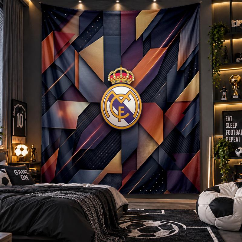 Arazzo da Appendere al Muro Stampa Real Madrid Tessuto per Soggiorno Camera da Letto Decorazione per la Casa