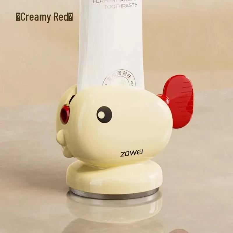 

Automatic Wall-Mounted Toothpaste Dispenser & Holder with Suction Cup вершковий/червоний