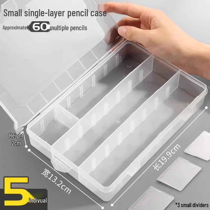 Double-Layer Transparent Pencil Storage Box - Extra Large Capacity