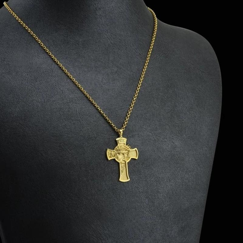 Collana Uomo Con Croce Corona Di Spine In Acciaio Inossidabile – Ciondolo Religioso Cristiano, Catena 60 Cm, Regalo Di Fede Per Uomo E Donna
