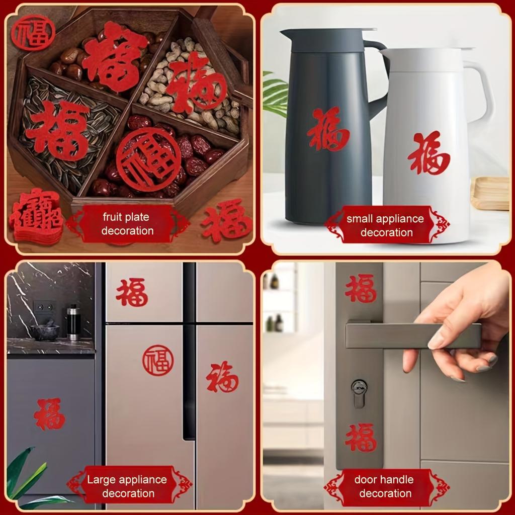 20pcs/set  Decorative Pendant Mixed Mini Fu Character Felt Stickers for New Home Arrangement Decoration, Moving Supplies