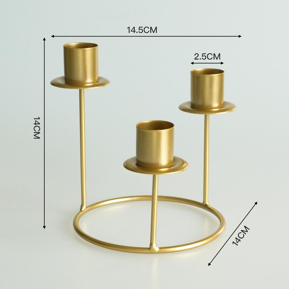 

3-Arm Wrought Iron Candle Holder Black Gold Minimalist Taper Candlestick Home Dining Table Wedding Party Decorative Centerpiece