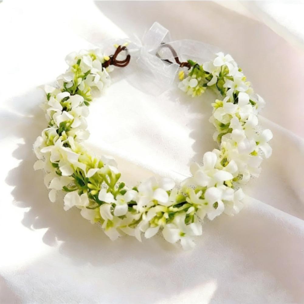 Pastoral Scenic Rapeseed Flower Wreath Bright Cloth Flower Flower Garland Floral Headband Headbands белый